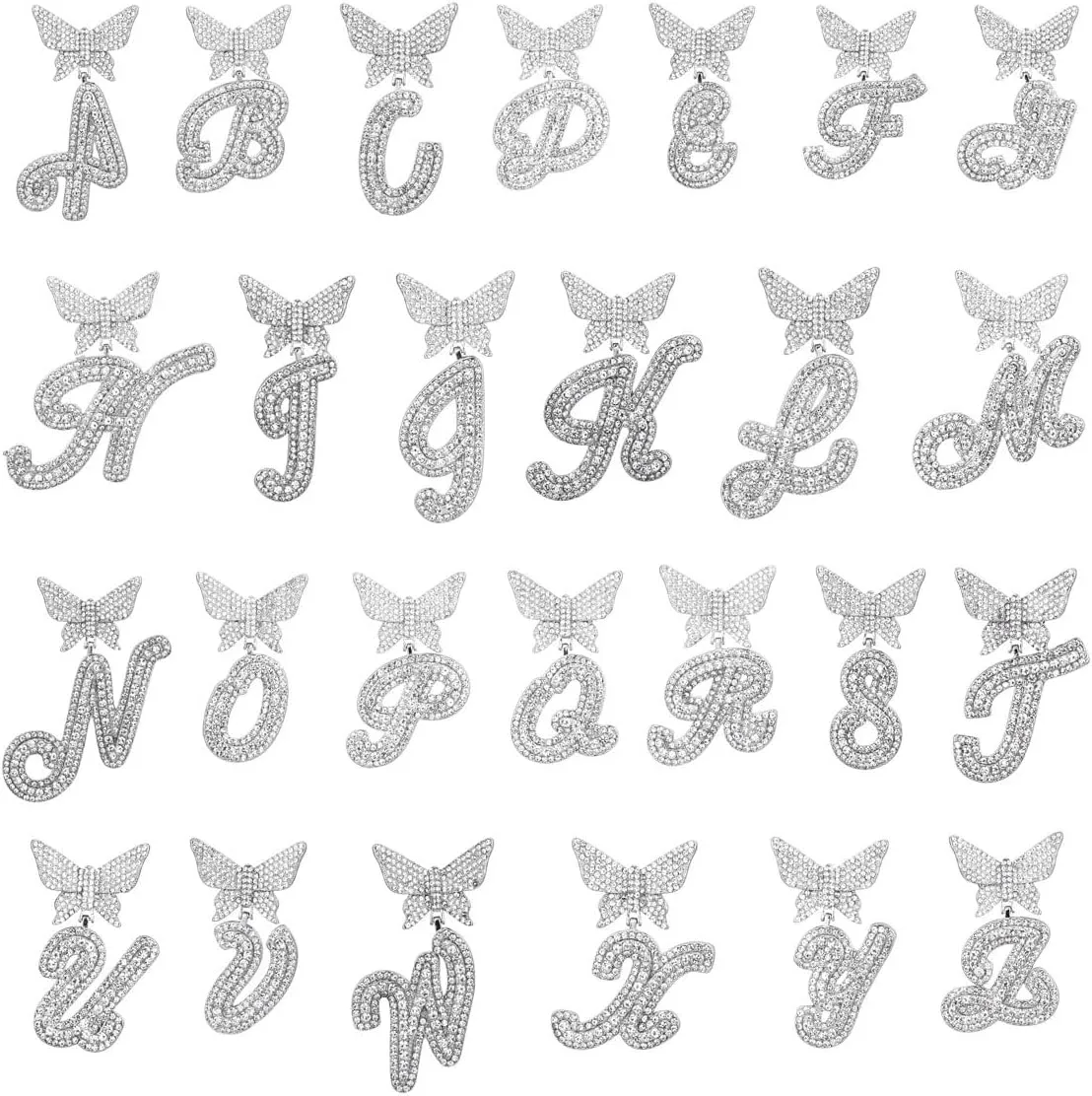 Gold Silver Cuban Link Chain for Women Letter Necklace Initial Custom Chain Name Necklaces Personalized Necklace Iced Out Chain Pendants Bling Necklace Hip Hop Chain Jewelry For Women