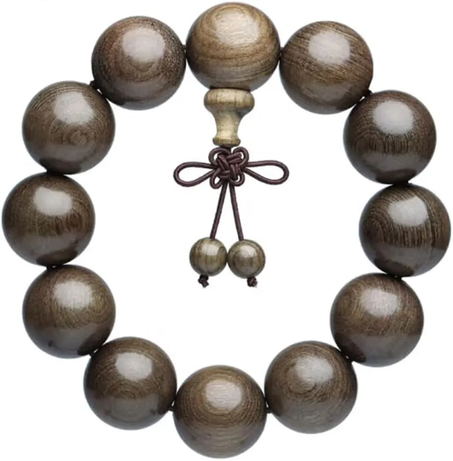 Golden Nanmu Buddhist Beads Bracelet, Brings Suspiciousness and Peace, about 18mm