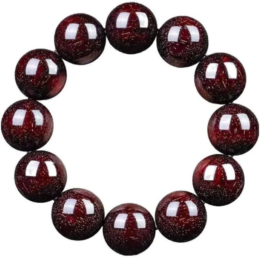 GUIYOUCHEN Sandalwood Bracelet, 12mm Prayer Bead Bracelet, Wood Beaded Bracelet for Men and Women Stretch Bracelet Buddhist Prayer Beads Jewelry