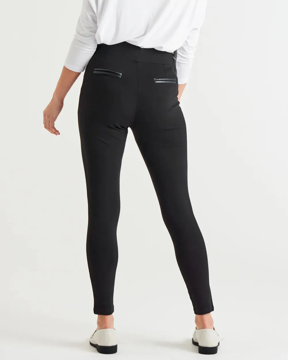 Gwen Stretchy Ponte Leggings - Black