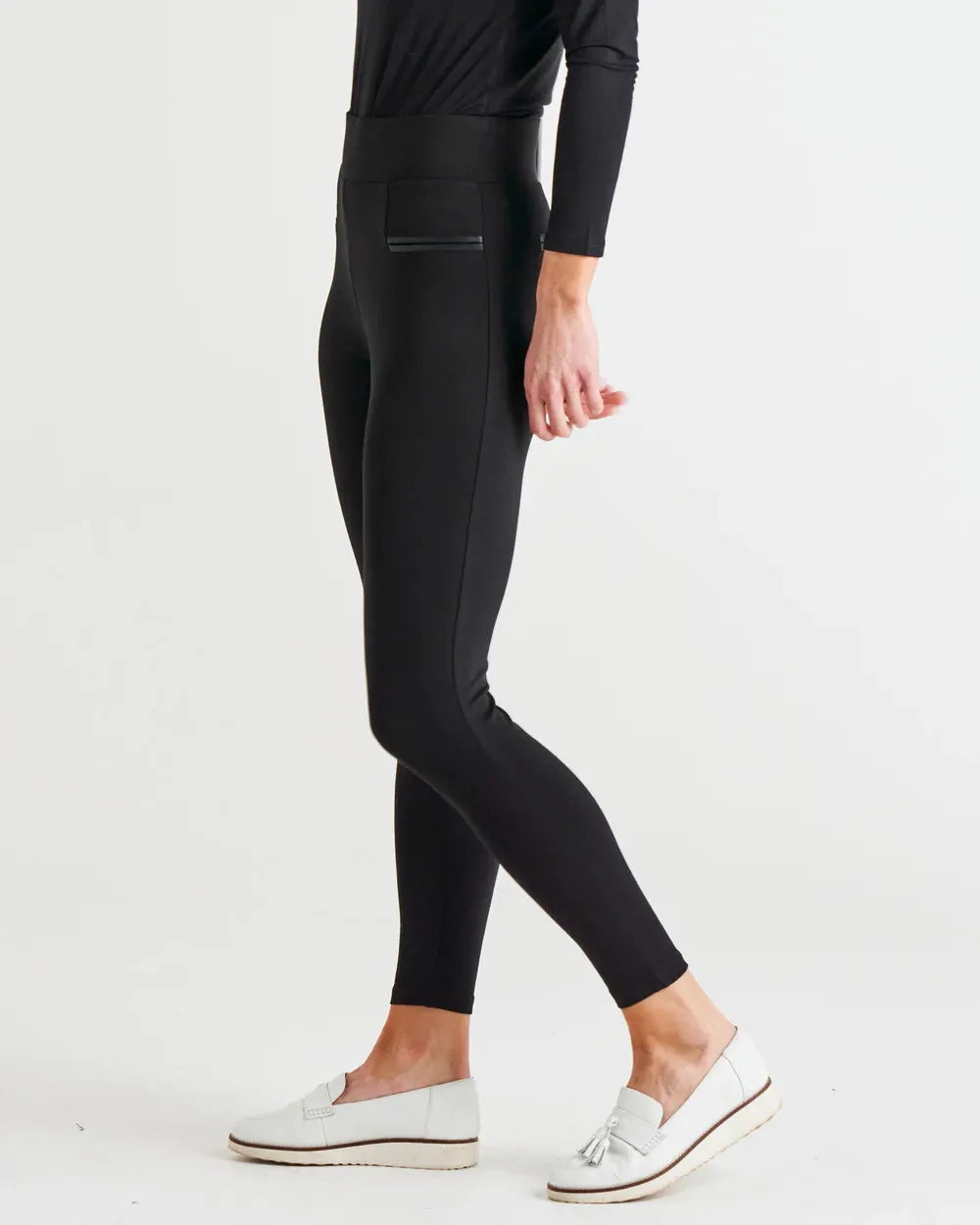 Gwen Stretchy Ponte Leggings - Black