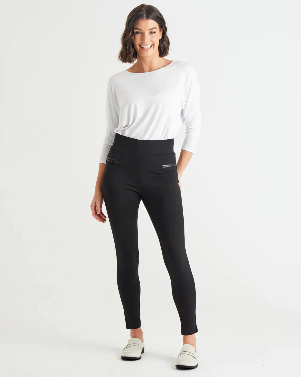Gwen Stretchy Ponte Leggings - Black