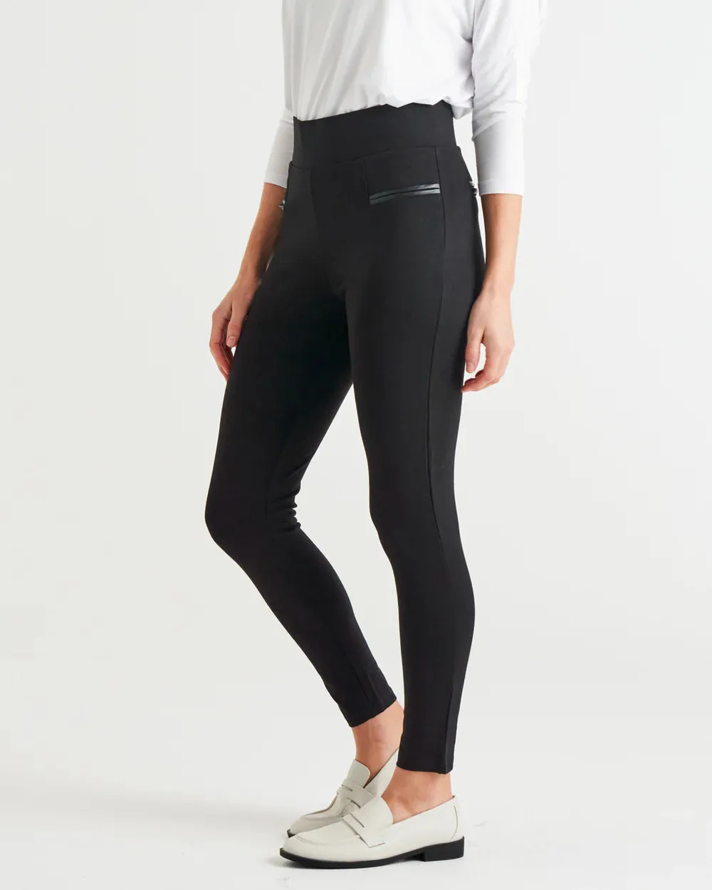 Gwen Stretchy Ponte Leggings - Black