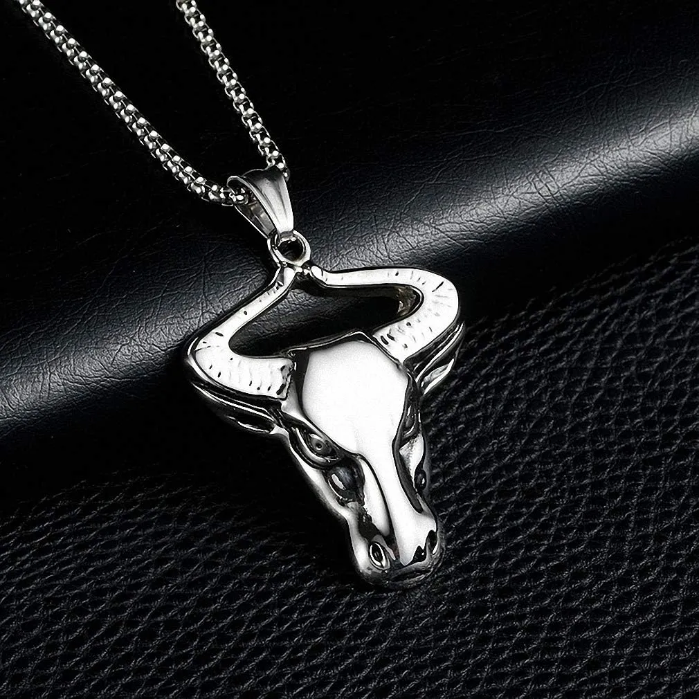 Hafrita Taurus Pendant Necklace Men 316L Stainless Steel Constellation Necklaces Bullhead Pendants Necklace