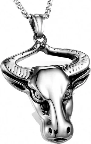 Hafrita Taurus Pendant Necklace Men 316L Stainless Steel Constellation Necklaces Bullhead Pendants Necklace