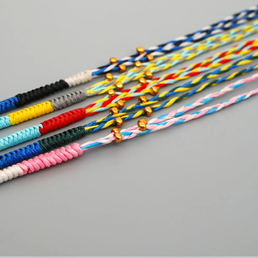 Handmade Boho Adjustable Waterproof Friendship Bracelets for Women Bohemia Braided Rope String Gold Beaded Surfer Beach Wrap Anklet Foot Jewelry Gift