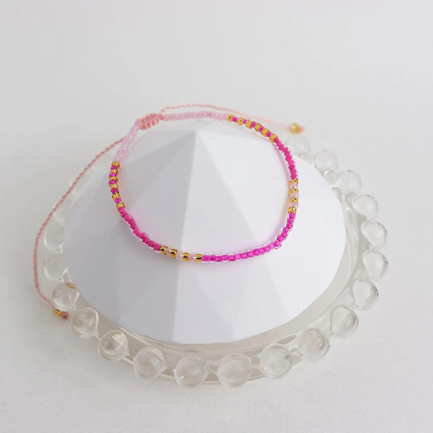 Handmade Boho Beaded Stackable Bracelets for Women, Cute Dainty Colorful Seed Beads Adjustable Rope Braided Bracelet Fashion Friendship Jewelry Gift
