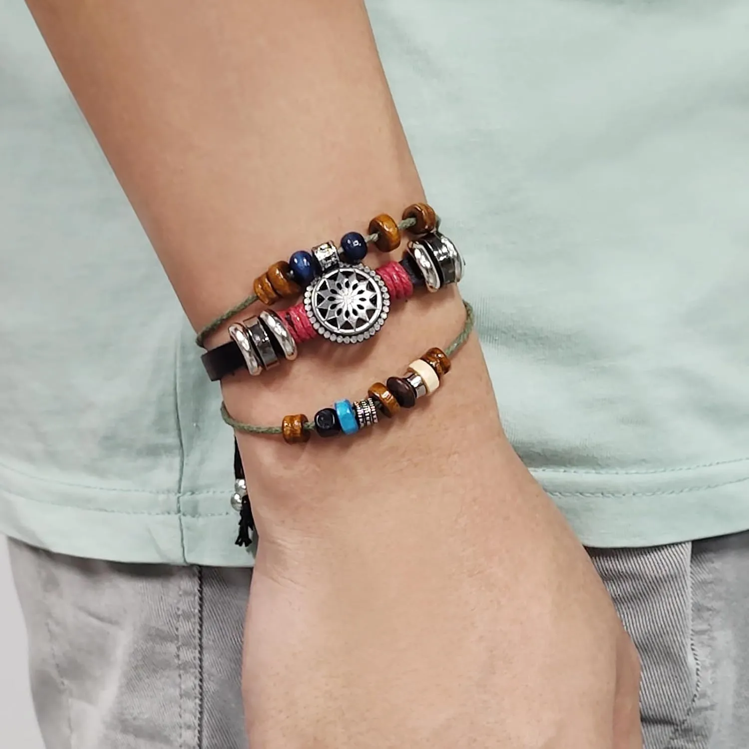 Handmade Multi-Strand Beaded Bracelet,Fairy Core Grunge Accessories,Hippie Clothes for Women Bohemian,Therian Bracelet for Men,Boho Style Clothing Girl Jewelry