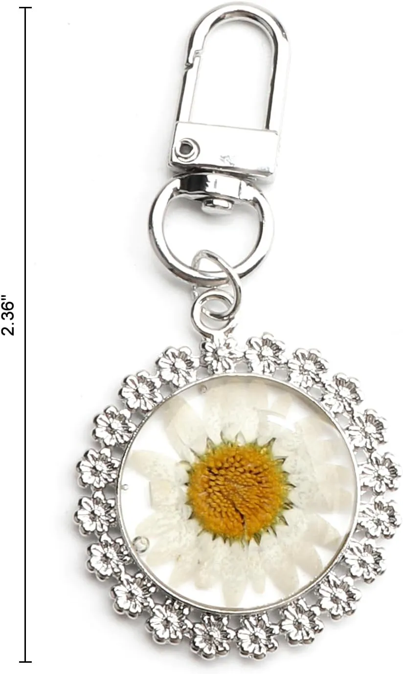 Handmade Pressed Flower Keychain,Dried Flower Keychain for Women Mother Sisters