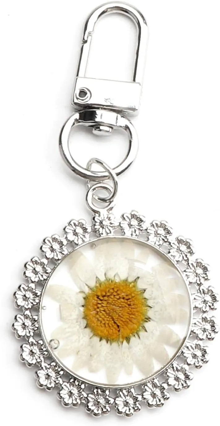 Handmade Pressed Flower Keychain,Dried Flower Keychain for Women Mother Sisters
