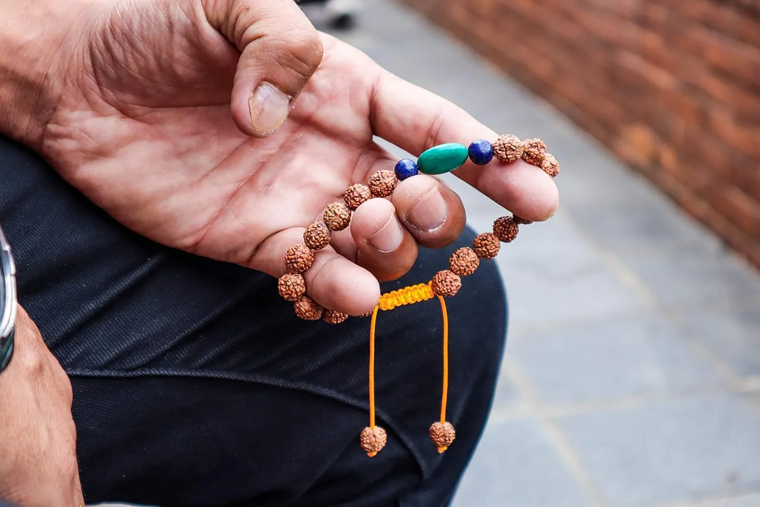 Hands Of Tibet Tibetan Mala Rudraksha Wrist Mala/Bracelet for Meditation