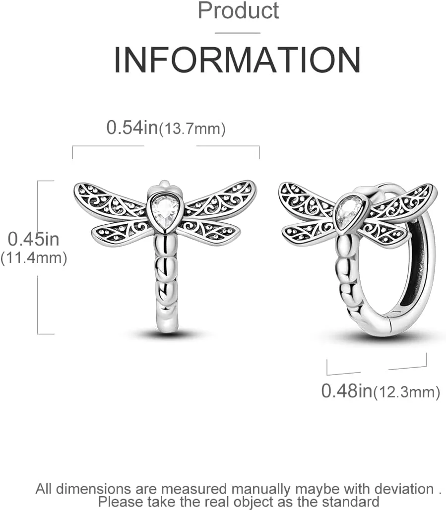 Hapour 925 Sterling Silver Hoop Earrings for Women Small Hoop Earrings Dragonfly Flower Cartilage Helix Earrings