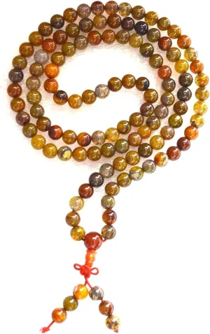 Heart chakra mala Dragon Vein Agate mala beads necklace Reiki Healing Stretch necklace 8mm 108 Buddhist prayer beads Tibetan beads w/free velvet mala Pouch/love Abundance Child birth