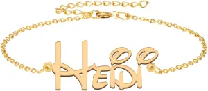 Heidi Custom Name Bracelet Personalized Dainty Bangles Engraved Cutted Crafted Friendship Ankle Jewelry Gift for Womens