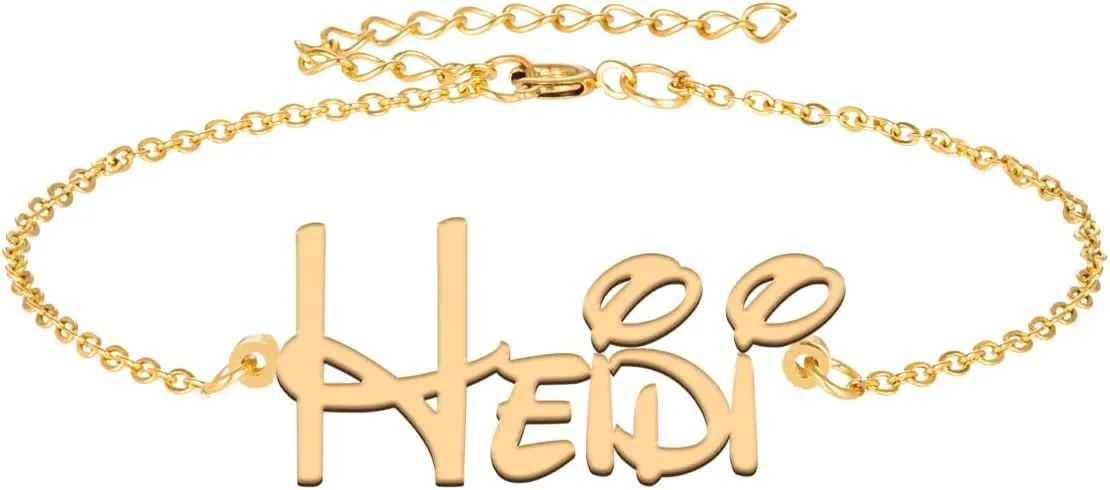 Heidi Custom Name Bracelet Personalized Dainty Bangles Engraved Cutted Crafted Friendship Ankle Jewelry Gift for Womens