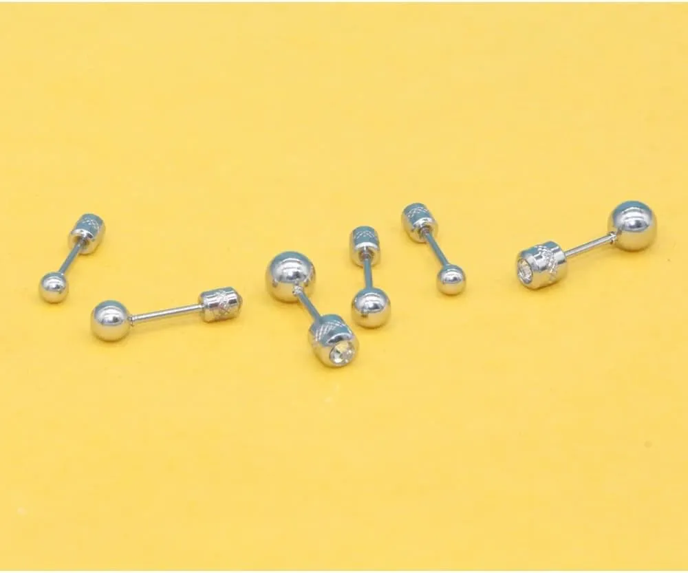 Hopply Screw on Earring Backs for Women,Hypoallergenic Surgical Steel Stud Earrings Ball Star Circle Simple Geometric Cartilage Helix Flat Back Piercing Earrings