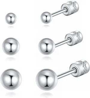Hopply Screw on Earring Backs for Women,Hypoallergenic Surgical Steel Stud Earrings Ball Star Circle Simple Geometric Cartilage Helix Flat Back Piercing Earrings