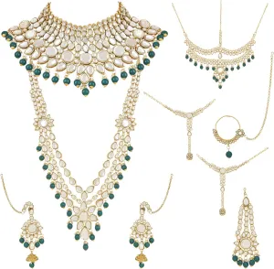 I Jewels Indian Wedding Bollywood Collection Traditional Ethnic Gold Plated Pearl & Kundan Stone Work Bridal Jewellery Set For Women