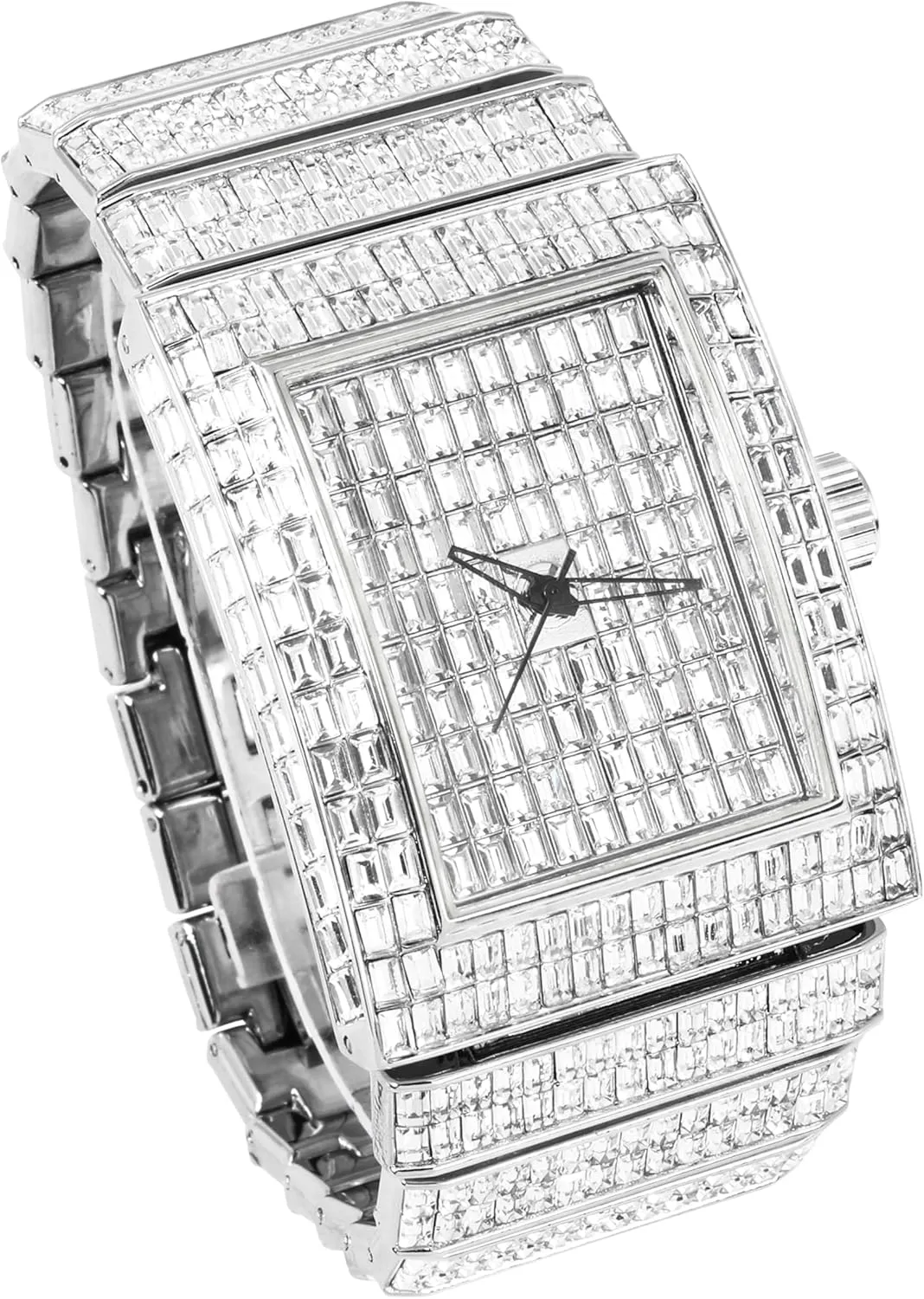 ICE STAR Men's Fully Iced Out Rectangle Watch, 40mm Case