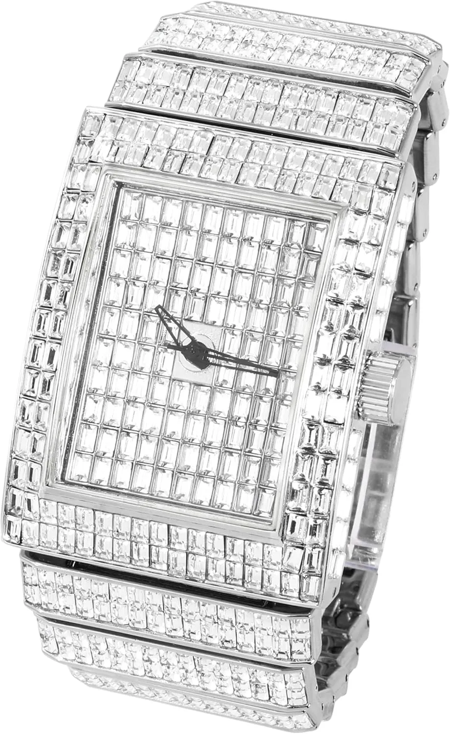 ICE STAR Men's Fully Iced Out Rectangle Watch, 40mm Case