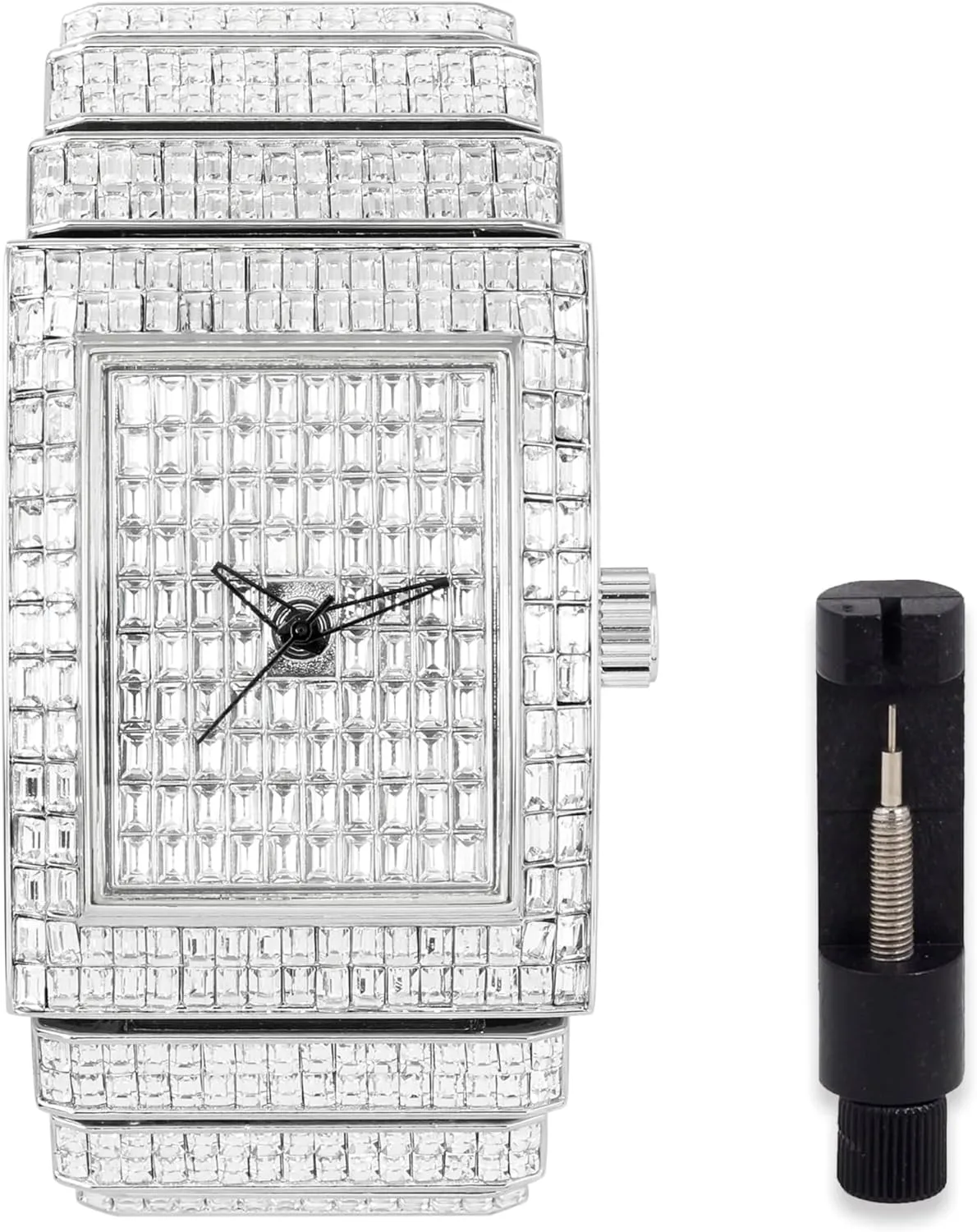 ICE STAR Men's Fully Iced Out Rectangle Watch, 40mm Case
