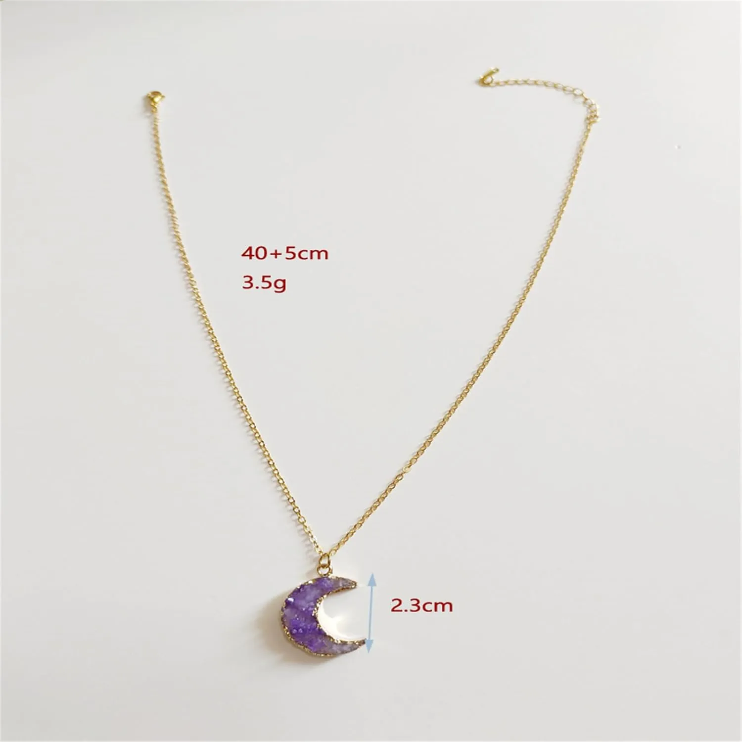 Imitation Natural Stone Purple Crescent Moon Necklace for Women Handmade Natural Gemstone Healing Stone Moon Necklace (Purple)