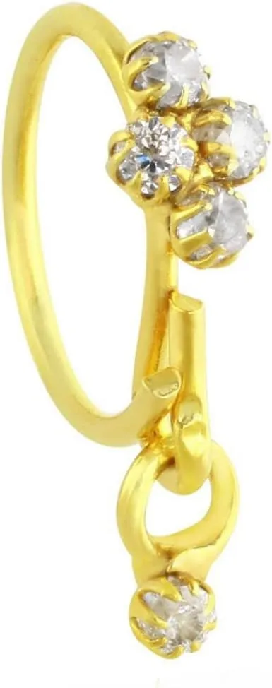 Indian Nose Ring 925 Sterling Silver Nose Stud Gold Nose Stud Unique Nose Piercing White