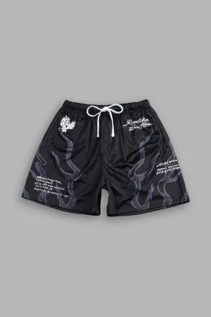 Infernal Bloom Mesh Shorts in Black