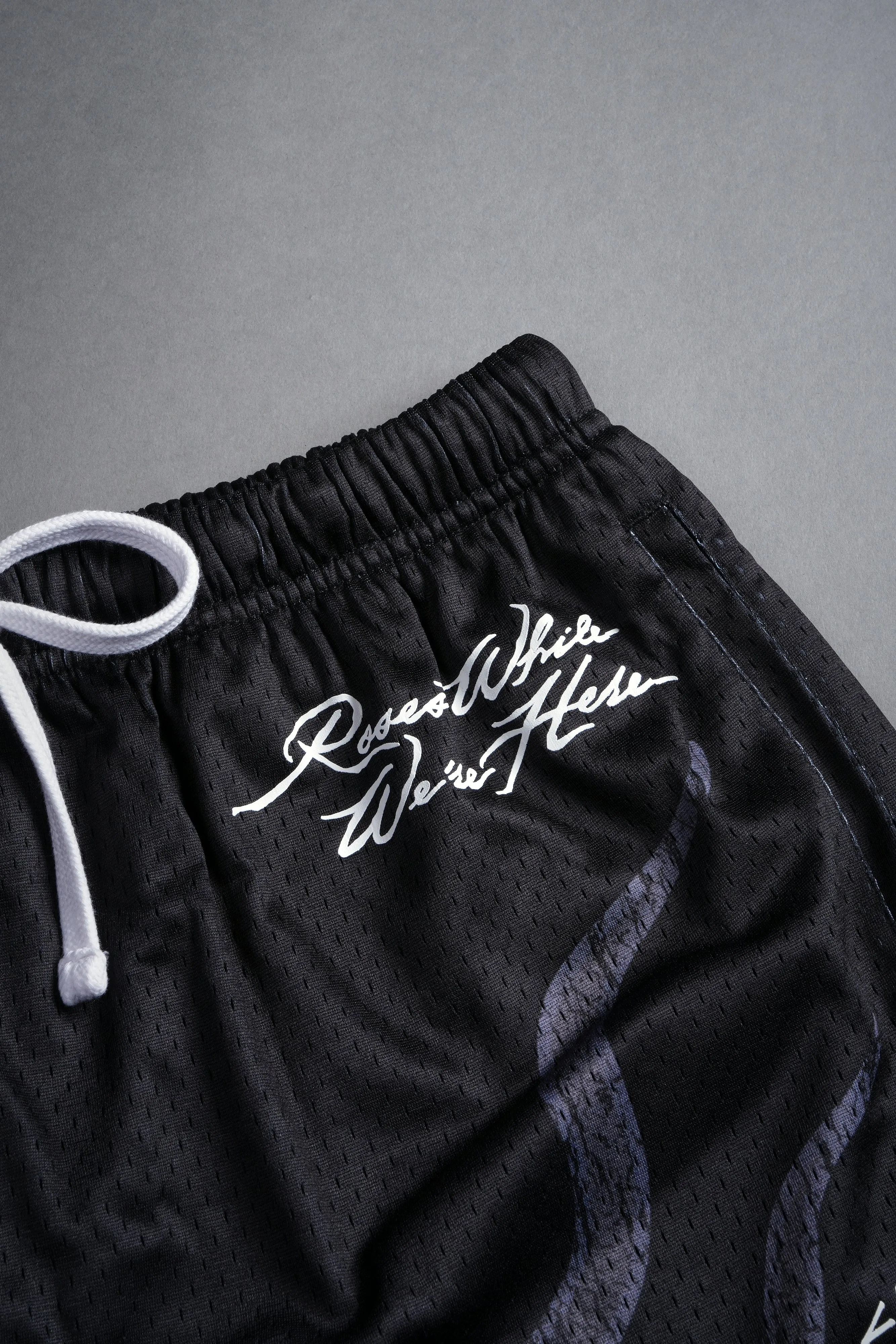 Infernal Bloom Mesh Shorts in Black