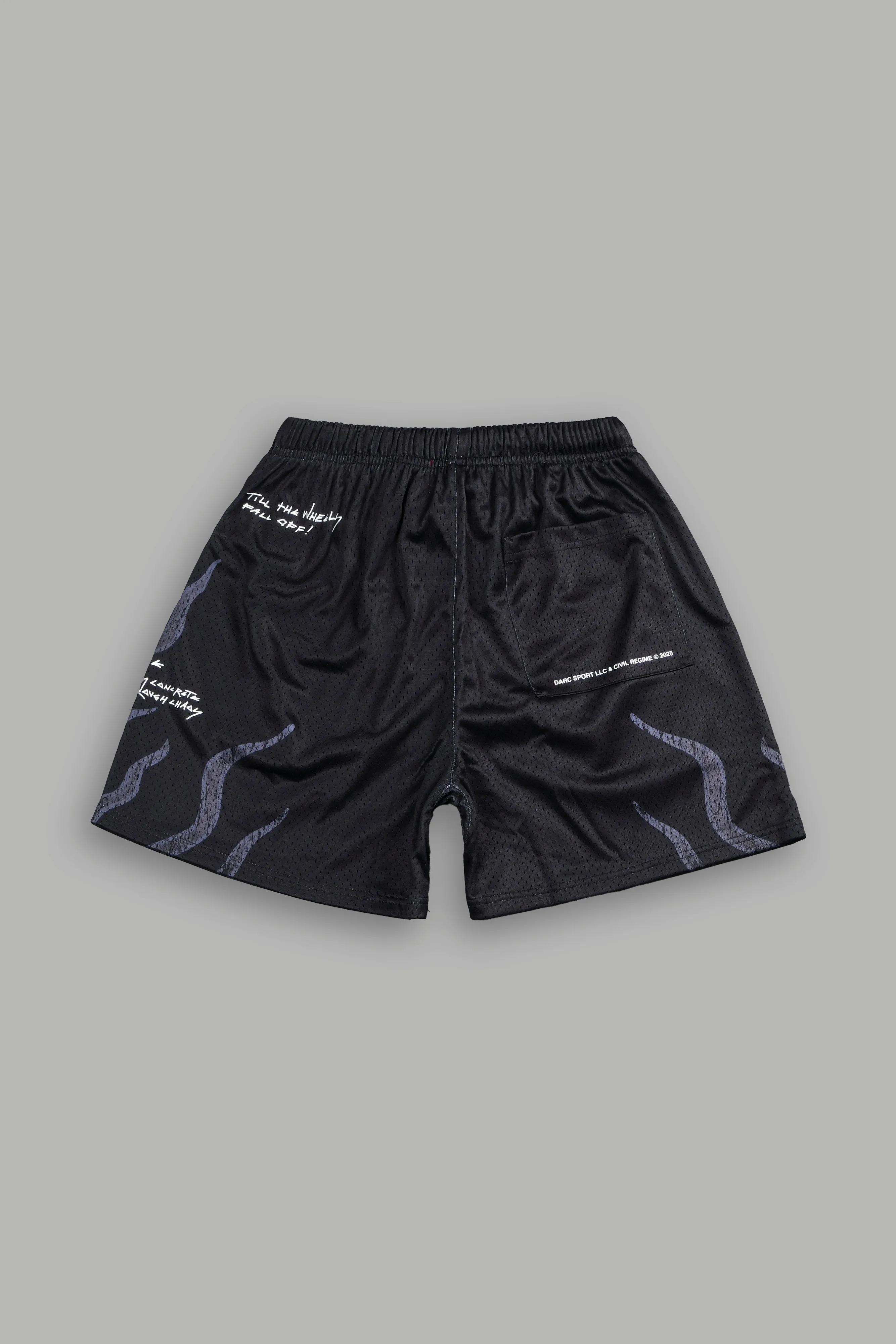 Infernal Bloom Mesh Shorts in Black