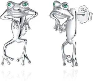 INFUSEU Sterling Silver Cute Stud Earrings Cat Frog Mushroom Bunny, Small Gifts for Women Teen Girls Animal Lovers