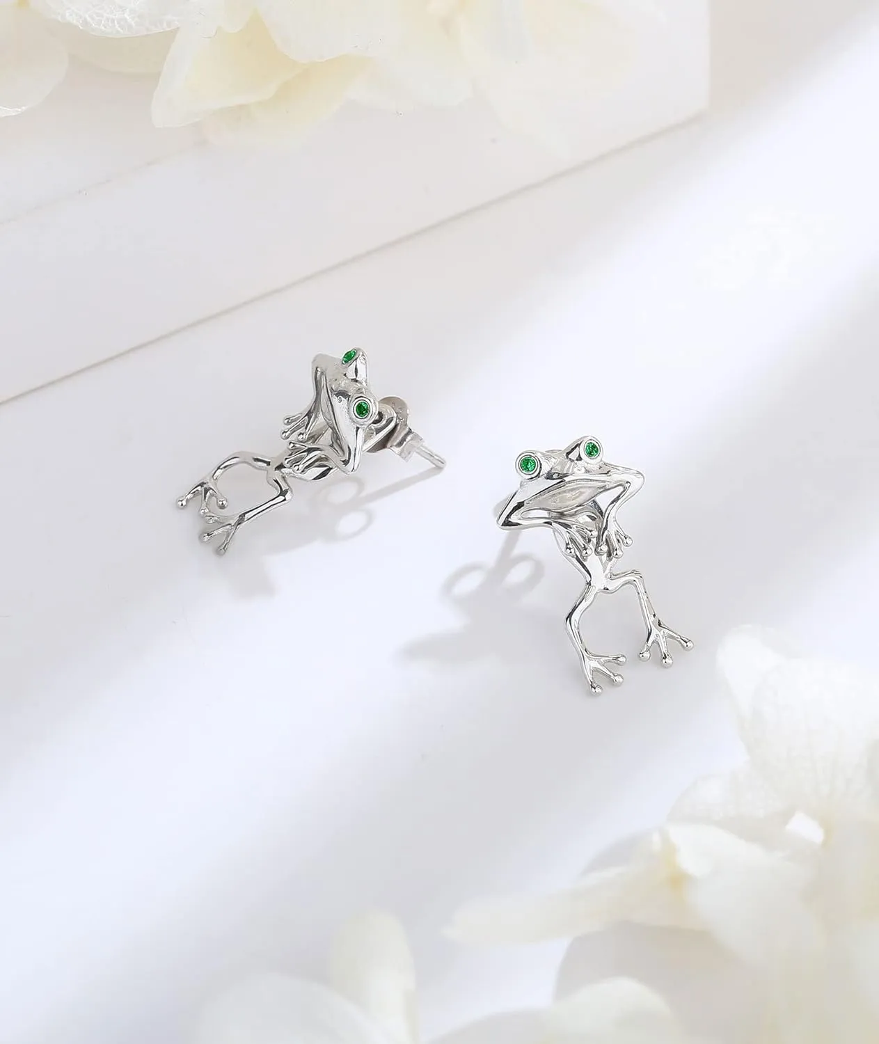 INFUSEU Sterling Silver Cute Stud Earrings Cat Frog Mushroom Bunny, Small Gifts for Women Teen Girls Animal Lovers