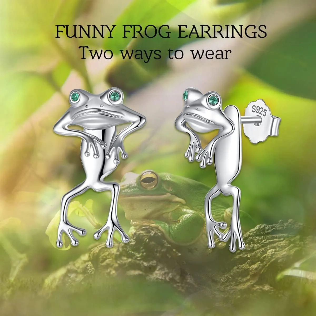 INFUSEU Sterling Silver Cute Stud Earrings Cat Frog Mushroom Bunny, Small Gifts for Women Teen Girls Animal Lovers