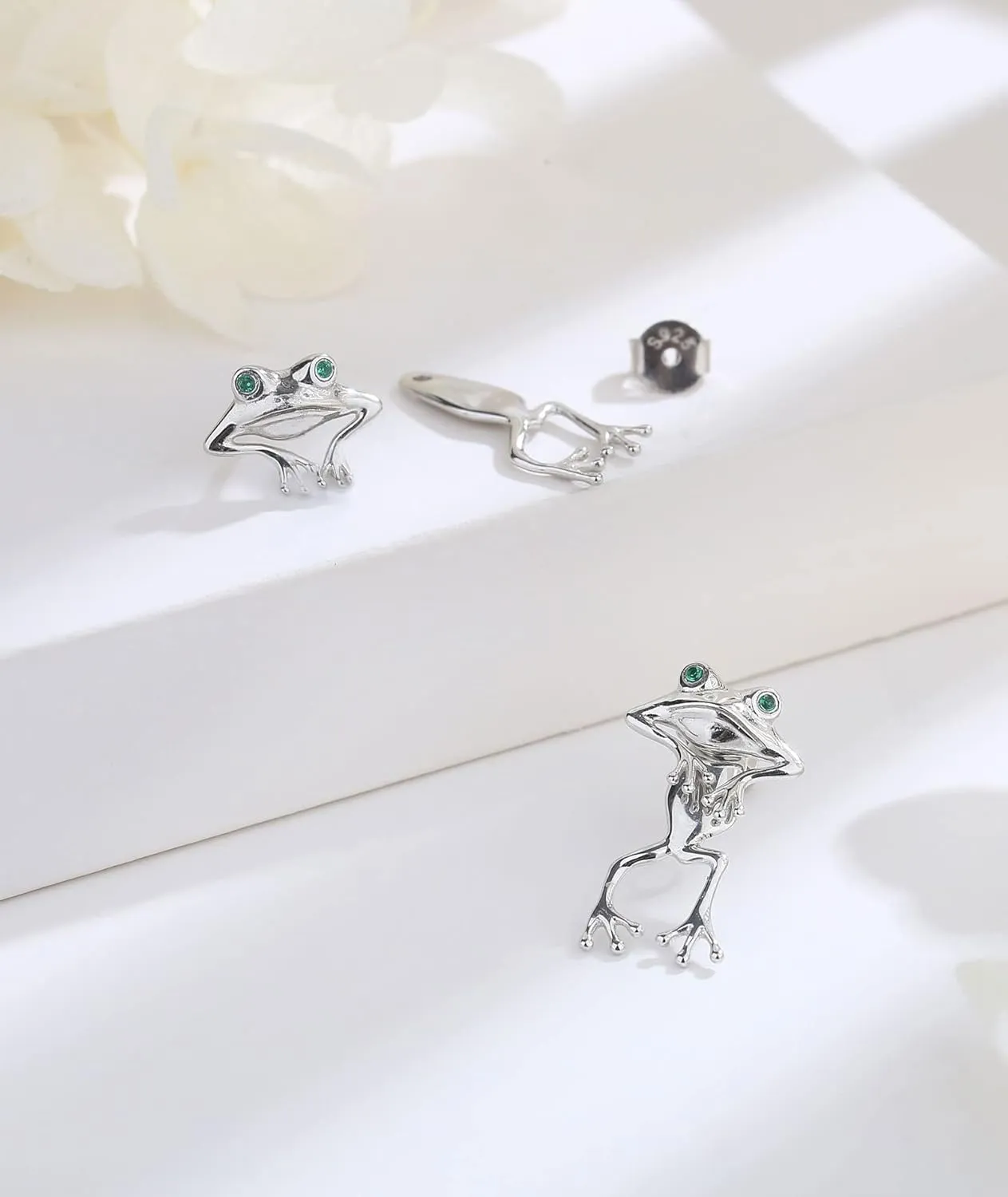 INFUSEU Sterling Silver Cute Stud Earrings Cat Frog Mushroom Bunny, Small Gifts for Women Teen Girls Animal Lovers