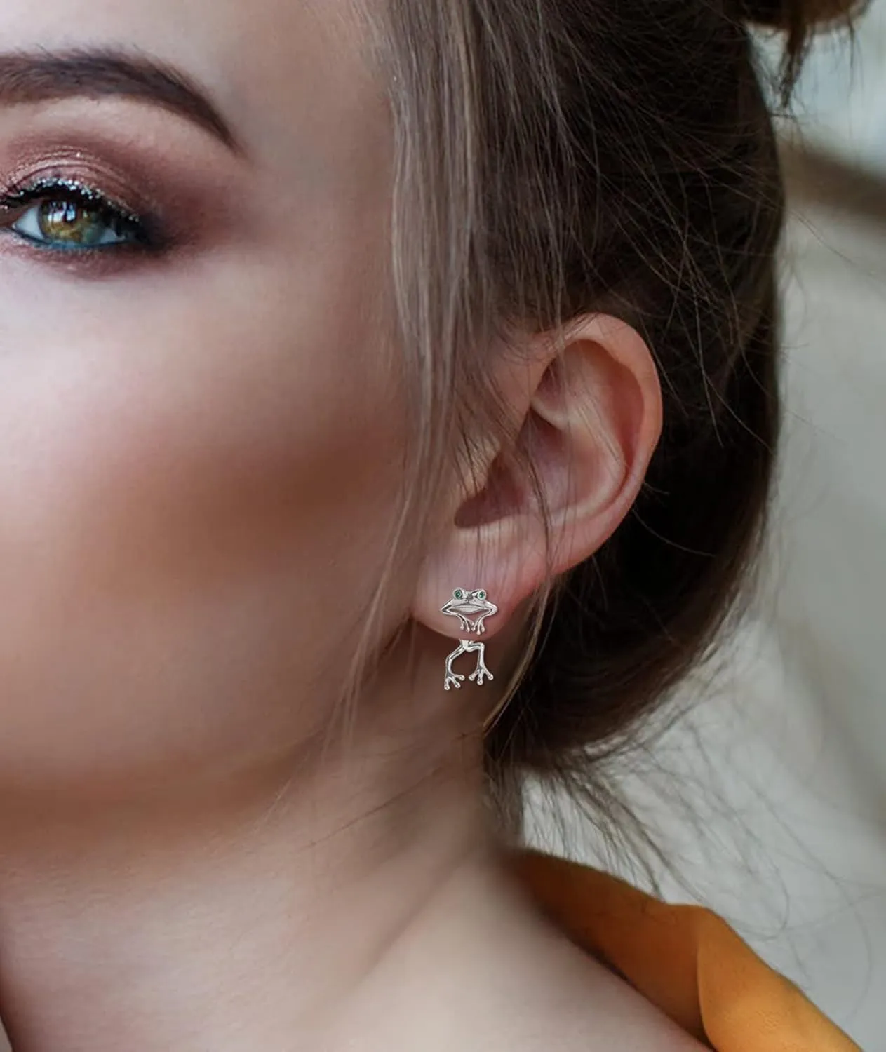 INFUSEU Sterling Silver Cute Stud Earrings Cat Frog Mushroom Bunny, Small Gifts for Women Teen Girls Animal Lovers