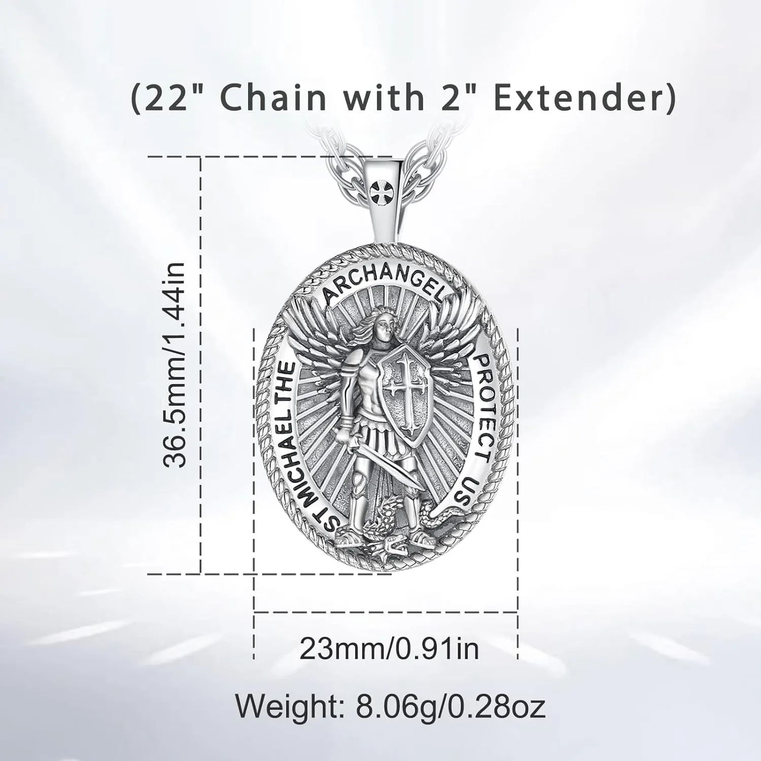 INFUSEU Unique St Michael Poseidon Trident Pendant Necklace, Men Womens Power Protection Gift, 22 2 Inch Chain