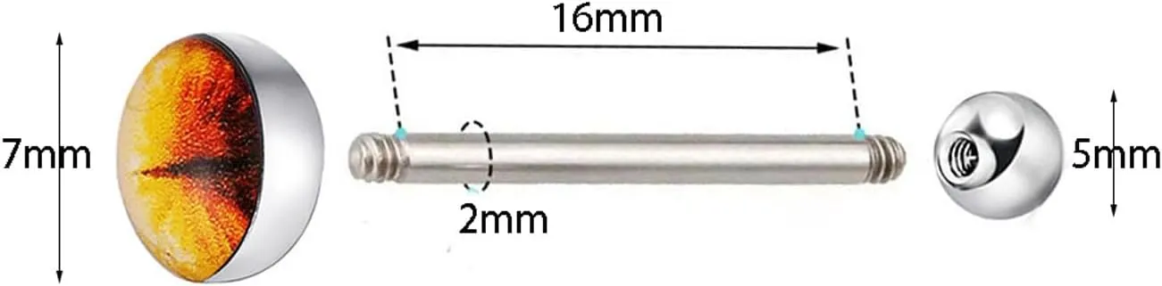 Ink Wash Painting Tongue Ring For Men'S And Women'S, Stainless Steel Threaded Tongue Perforated Barbell Jewelry