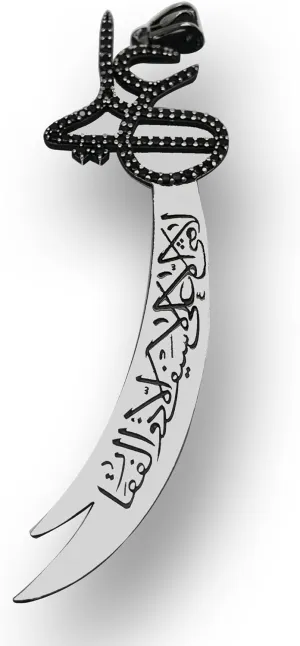 Islamic Jewelry Zulfiqar Sword Zircon Big 925K Sterling Silver Men's Pendant