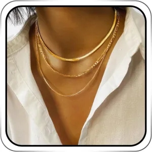 JEAIRTS Layered Herringbone Choker Necklace Snake Chain Necklaces Dainty Necklace Jewelry for Women