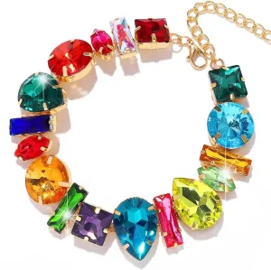 JEAIRTS Rhinestone Choker Necklace Sparkly Crystal Choker Statement Prom Necklaces for Women