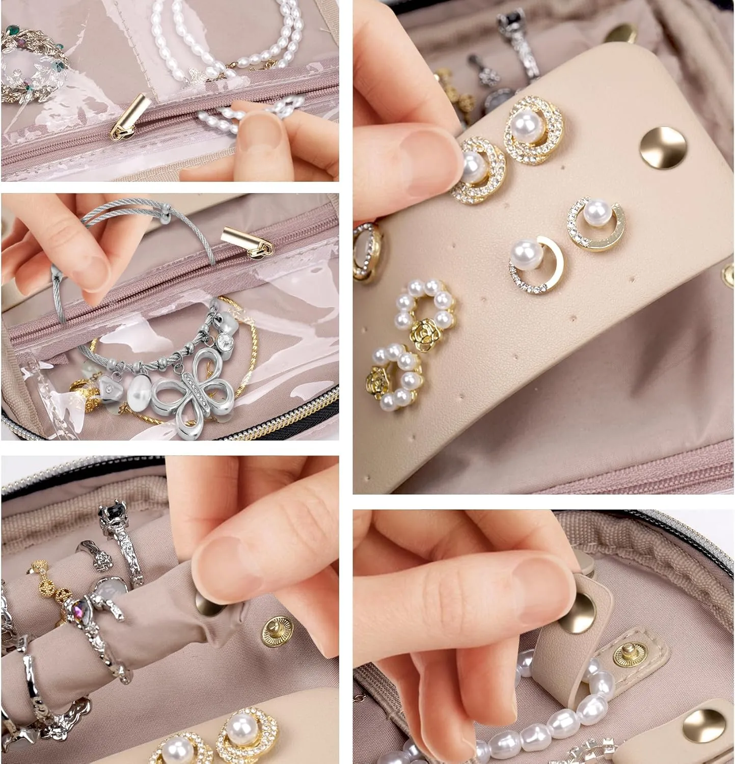Jewelry Travel Case Organizer for Necklaces, Earrings, Rings, Bracelet, Watch, Soft Sided, Blue