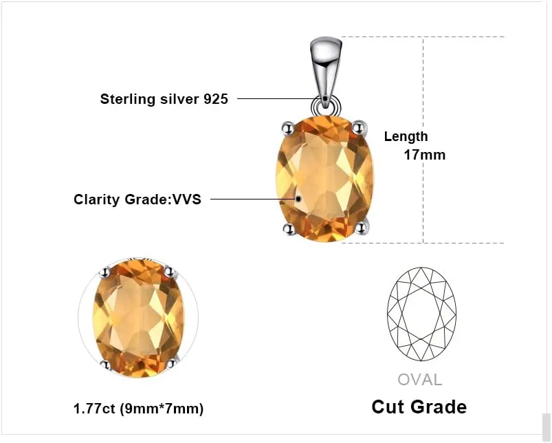 JewelryPalace Natural Gemstone Garnet Peridot Amethyst Citrine Blue Topaz Birthstone Solitaire Pendant Necklace Jewelry Set, 14k Gold Plated 925 Sterling Silver Necklaces for Women, 18 Inch Box chain