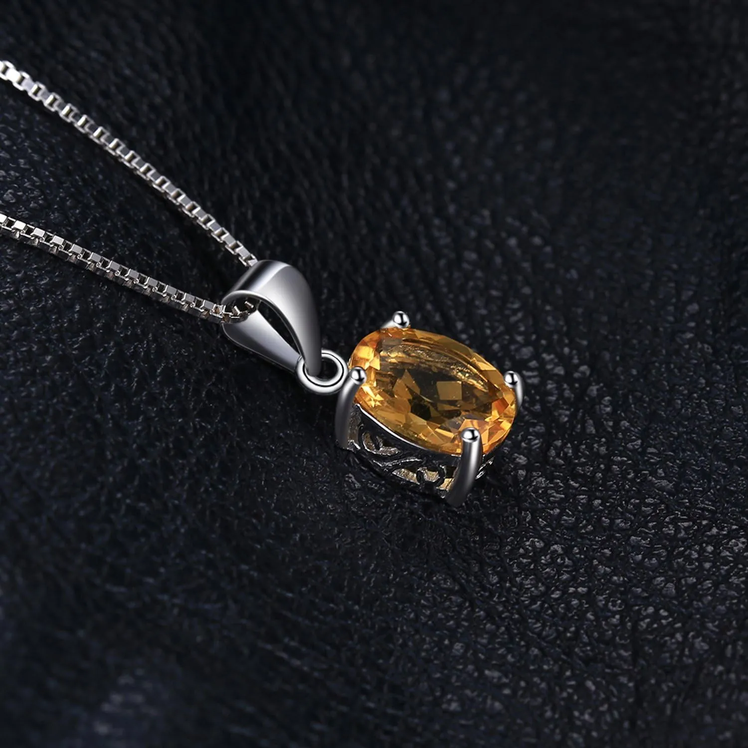 JewelryPalace Natural Gemstone Garnet Peridot Amethyst Citrine Blue Topaz Birthstone Solitaire Pendant Necklace Jewelry Set, 14k Gold Plated 925 Sterling Silver Necklaces for Women, 18 Inch Box chain