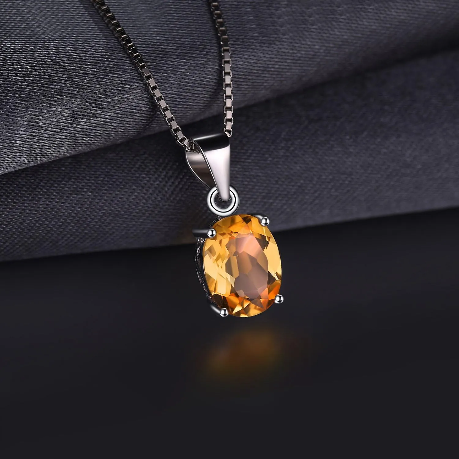 JewelryPalace Natural Gemstone Garnet Peridot Amethyst Citrine Blue Topaz Birthstone Solitaire Pendant Necklace Jewelry Set, 14k Gold Plated 925 Sterling Silver Necklaces for Women, 18 Inch Box chain