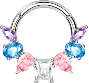 Jewseen 316L Surgical Steel Septum Rings, 16g Cubic Zirconia Septum Jewelry, Gold Cartilage Hoop Earrings, Daith Piercing Jewelry, Helix Tragus Earrings for Women