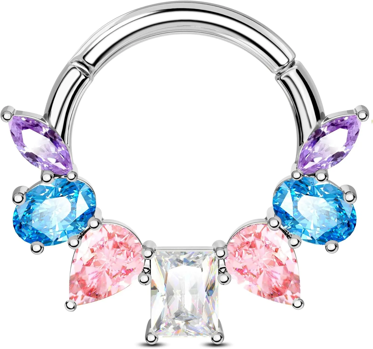 Jewseen 316L Surgical Steel Septum Rings, 16g Cubic Zirconia Septum Jewelry, Gold Cartilage Hoop Earrings, Daith Piercing Jewelry, Helix Tragus Earrings for Women