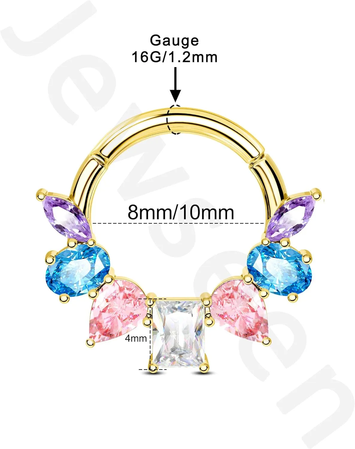 Jewseen 316L Surgical Steel Septum Rings, 16g Cubic Zirconia Septum Jewelry, Gold Cartilage Hoop Earrings, Daith Piercing Jewelry, Helix Tragus Earrings for Women
