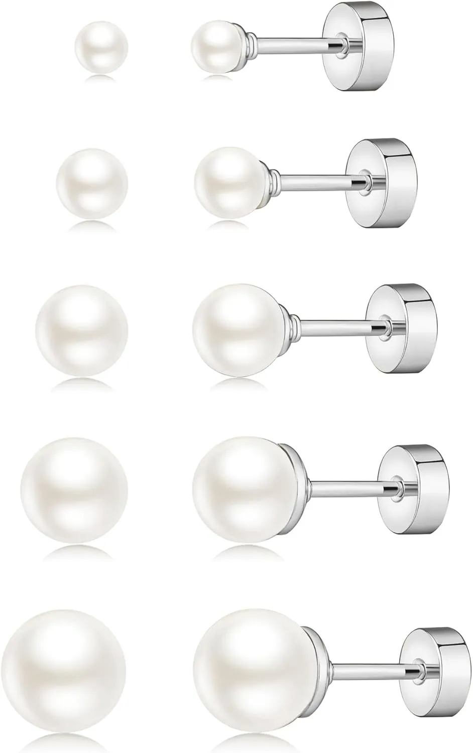 JINERA 5 Pairs Stud Earrings for Women 14K Plated Gold/Silver Pearl Ball Small Stud Earrings Set Cartilage Piercing Hypoallergenic Lightweight Flatback Earrings Jewelry Gifts for Women