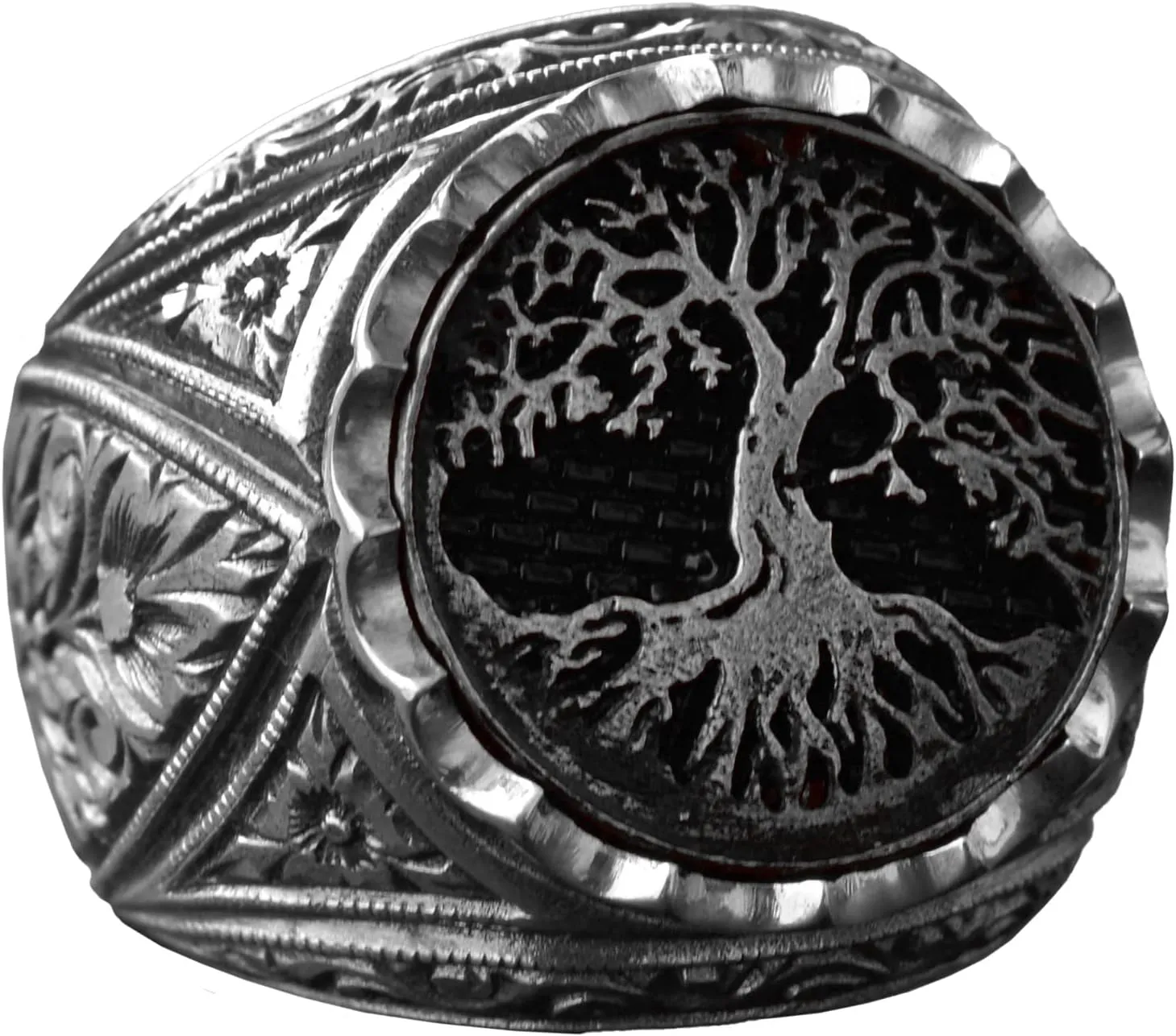 KAMBO Silver Tree Of Life Ring, Men Ring, 925 Sterling Silver Ring For Men, Handmade Unique Ring, Gift For Men T