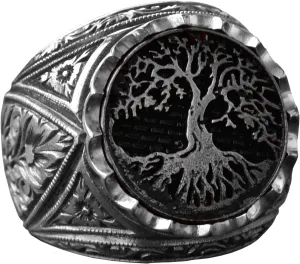 KAMBO Silver Tree Of Life Ring, Men Ring, 925 Sterling Silver Ring For Men, Handmade Unique Ring, Gift For Men T